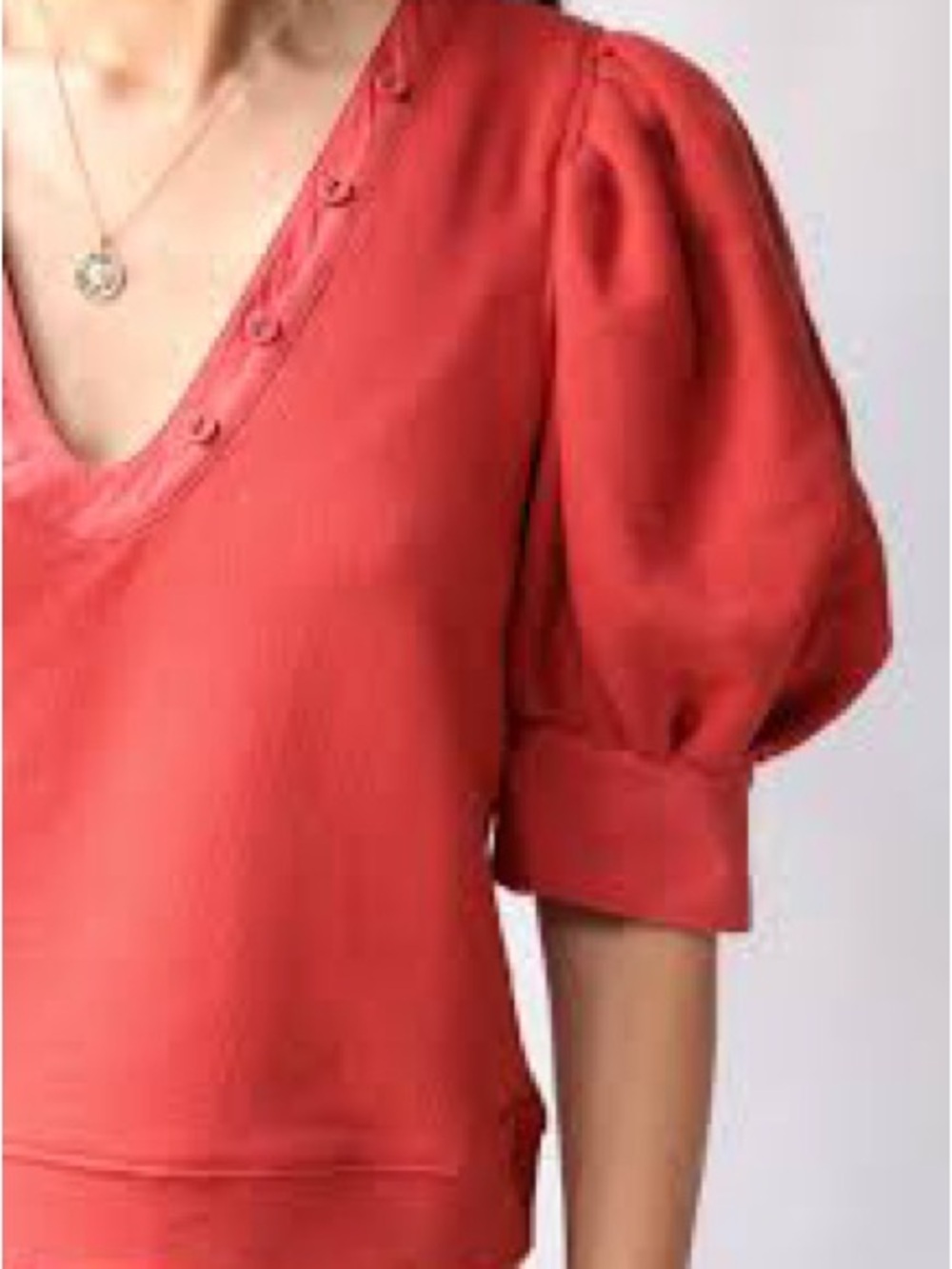 Ulla Johnson Bess Pullover Bossa Nova V-Neck Puff-Sleeve Sweater - Picture 2 of 8